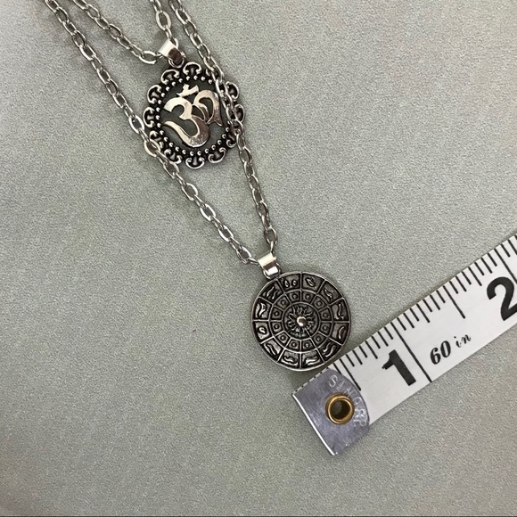 Silver Elephant & Moon Layered Long Necklace - Picture 4 of 5